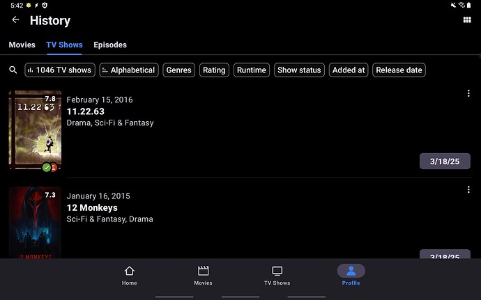 Incorrect Show Count on History Screen