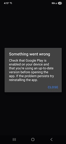 Startup Error Message