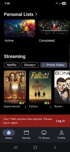Forced Trakt Login Error Screen 1
