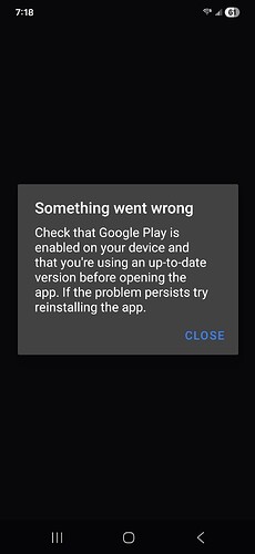 Google Play Services Error Message