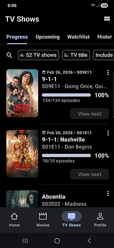 Shows with Nothing to Watch on the Progress List